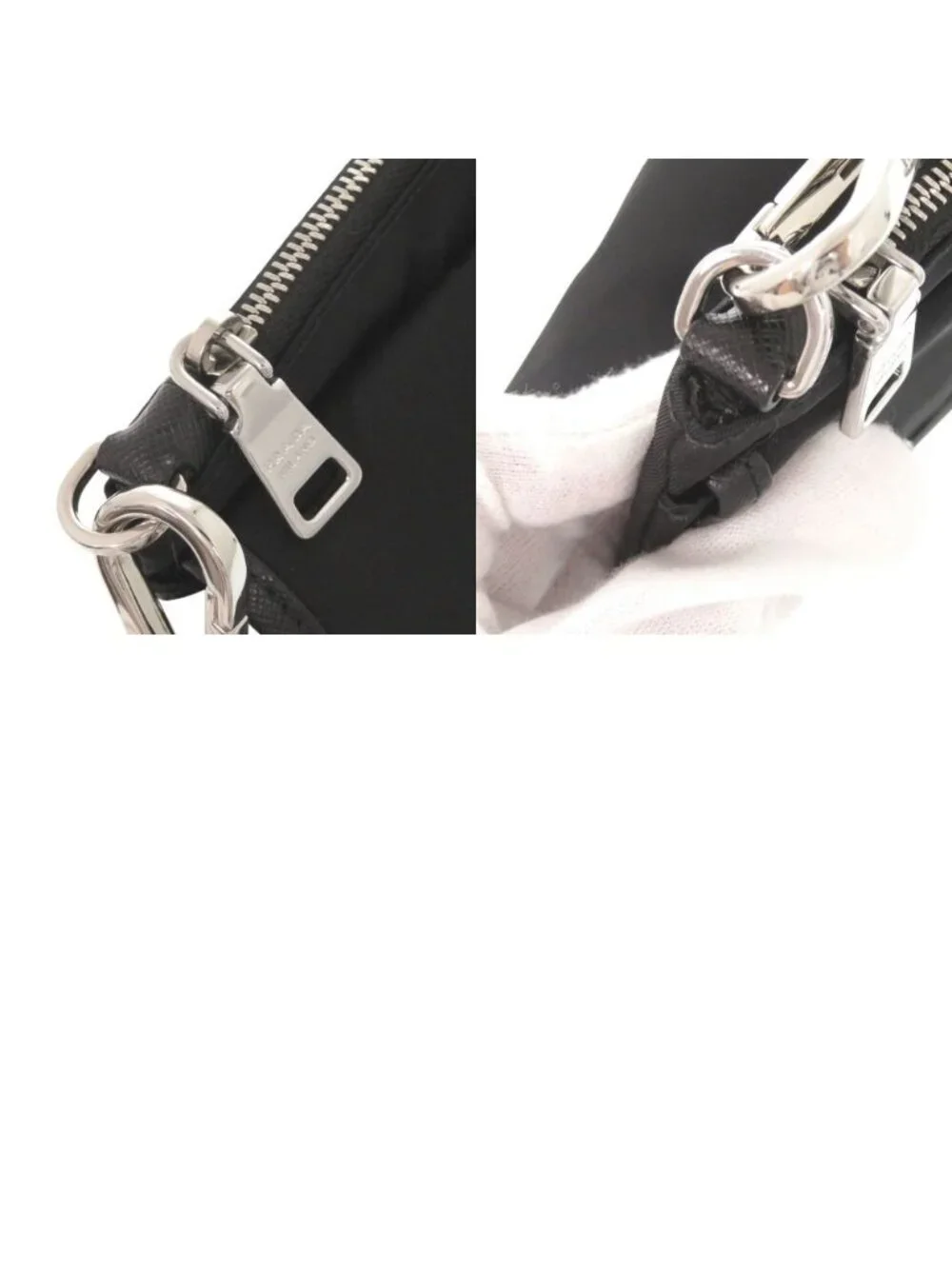 Prada Triangle Logo Nylon Black Clutch
